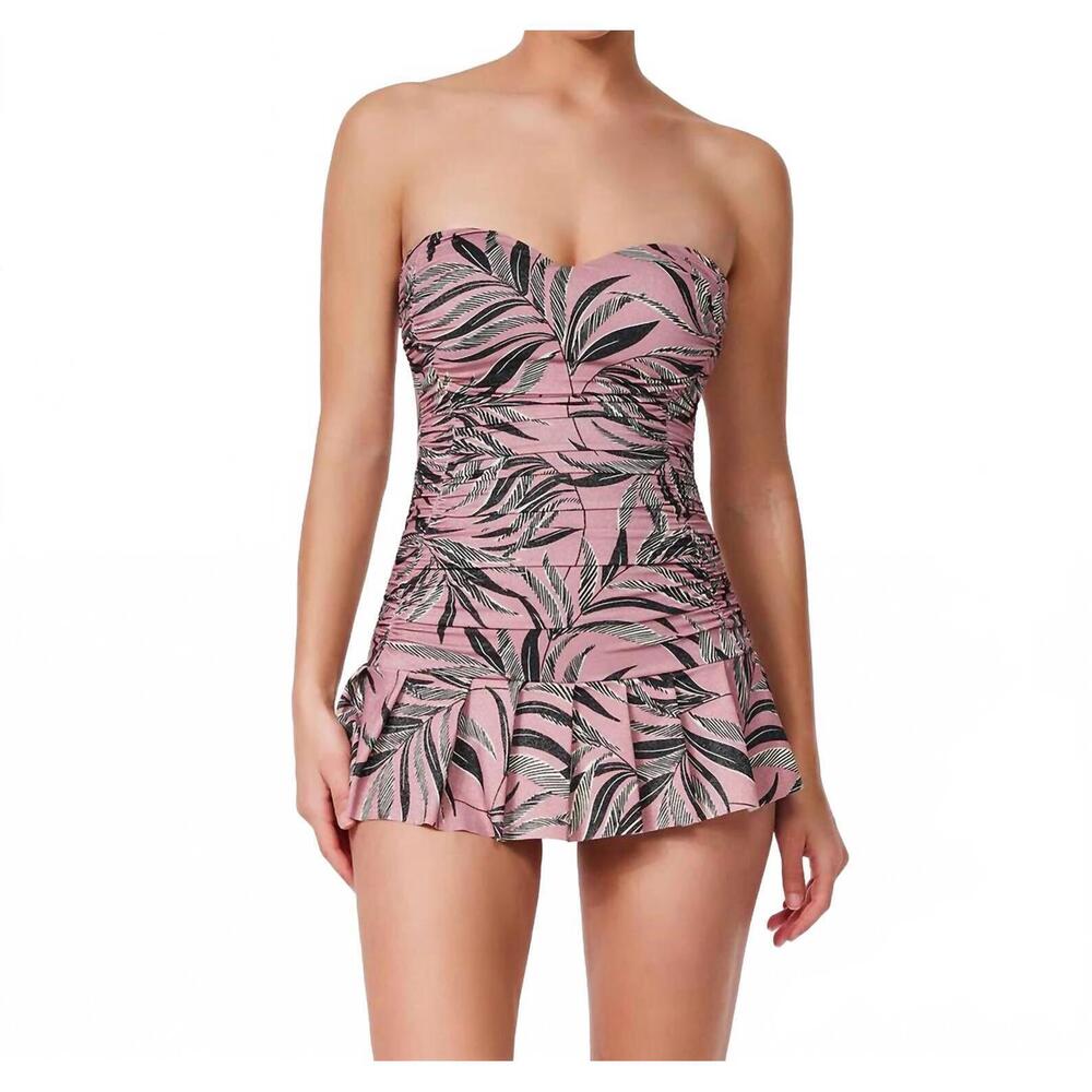 NEW PROFILE BY GOTTEX women's la palm bandeau swimdress in pink